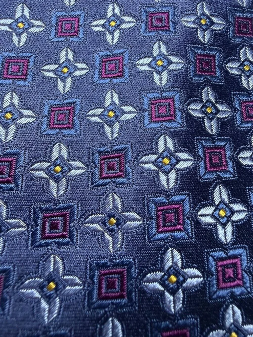 ROBERTO CAVALLI Men's Blue 100% Silk Floral Necktie ITALY Luxury EUC Rare